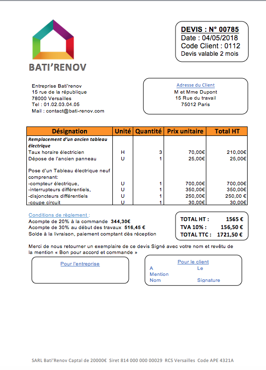 Tarif pour refaire tableau electrique